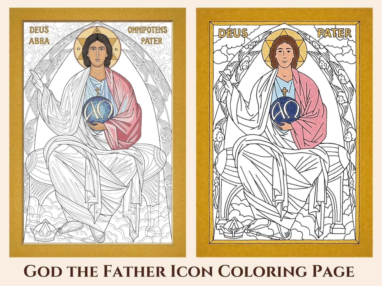God the Father Icon Coloring Page – acc. to Revelations of Sr. Eugenia Ravasio